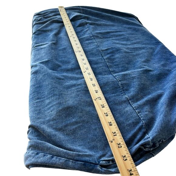 Mordenmiss Oversize Blue Denim Pockets Casual Long Sleeve Shirt Dress - Picture 7 of 9